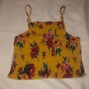 (2/$10) CUTE YELLOW FLORAL CROP TOP SIZE S!